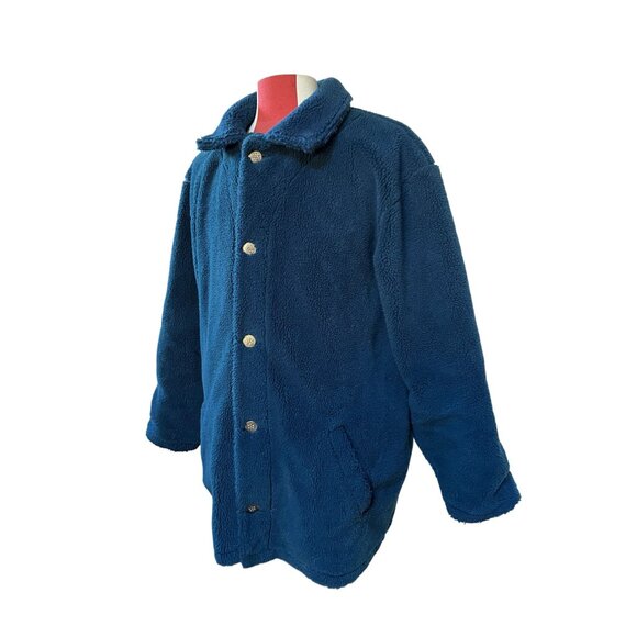 Vintage 90s L.L.Bean Teddy Bear Coat Plush Fleece Men's Tall Large Made In USA - Picture 5 of 12